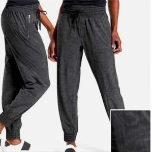 Athleta Camden Printed Jogger Pants Elastic Waist Stretch Black Size 12